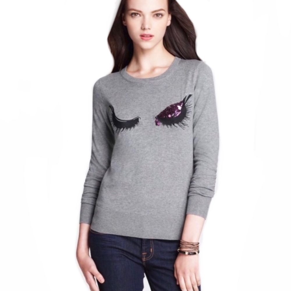 Emily in Paris inspired French Connection Sequined Winking Sweater